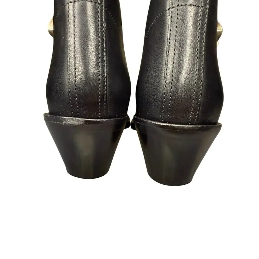 R13 Ankle Three Buckle Boot Black Leather sz 38 $995